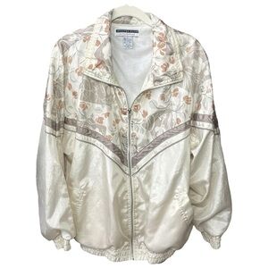 💟 2/$20 Vintage Jennifer Moore Cream & Brown Windbreaker Large